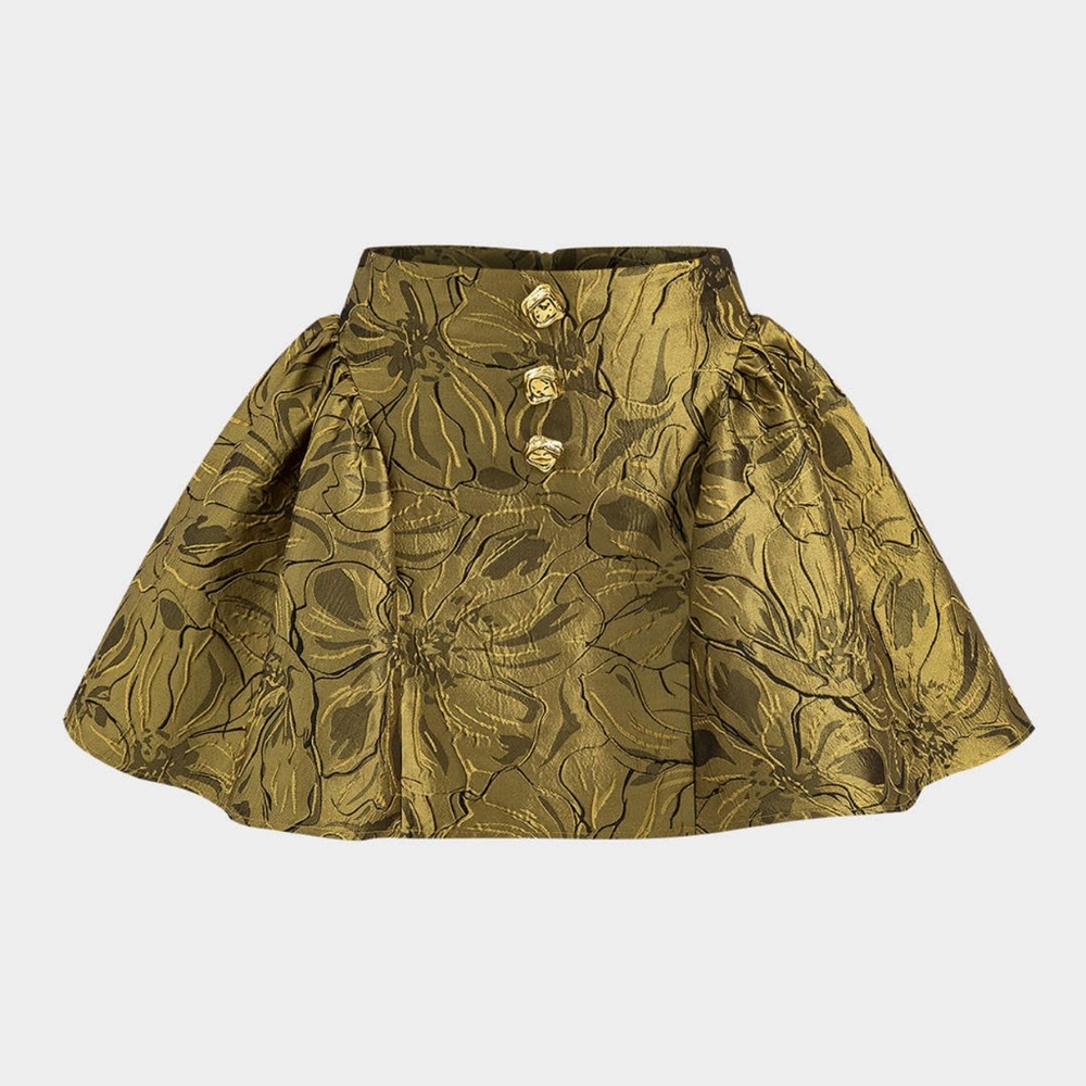 Micas Jacquard Metallic Puff Zipper Skirt